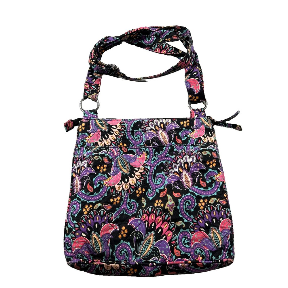 Waverly Purple Paisley Quilted Cotton Crossbody Shoulder Bag Hipster Purse
